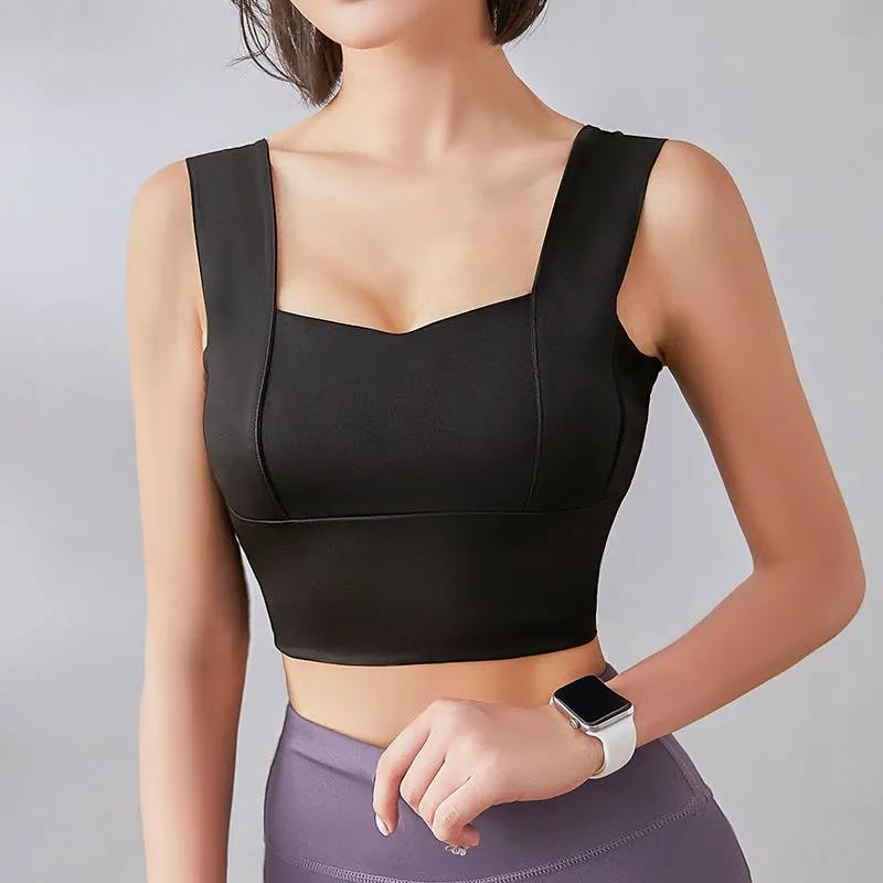 Women's Sports Bra Solid Color Sleeveless Halter Fitness Sling Anti-sliding Shock Absorption Outer Wear Yoga Bra
