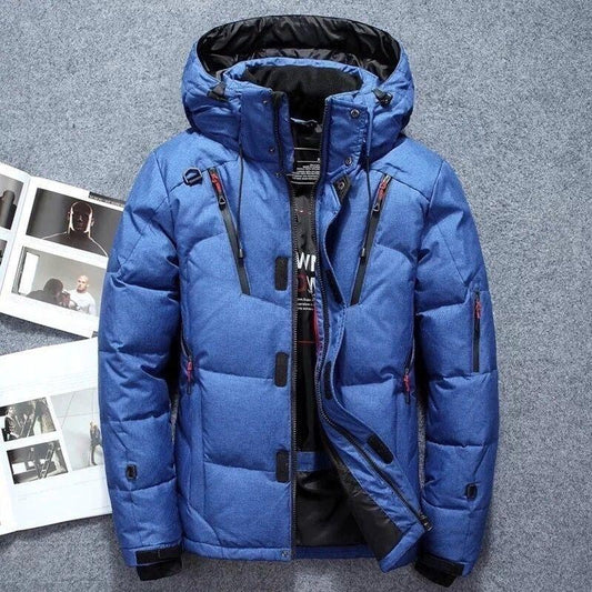 Thick Warm Men's Down Jacket Fashion Trend Short-sleeved Collar White Duck Down Men's Jacket