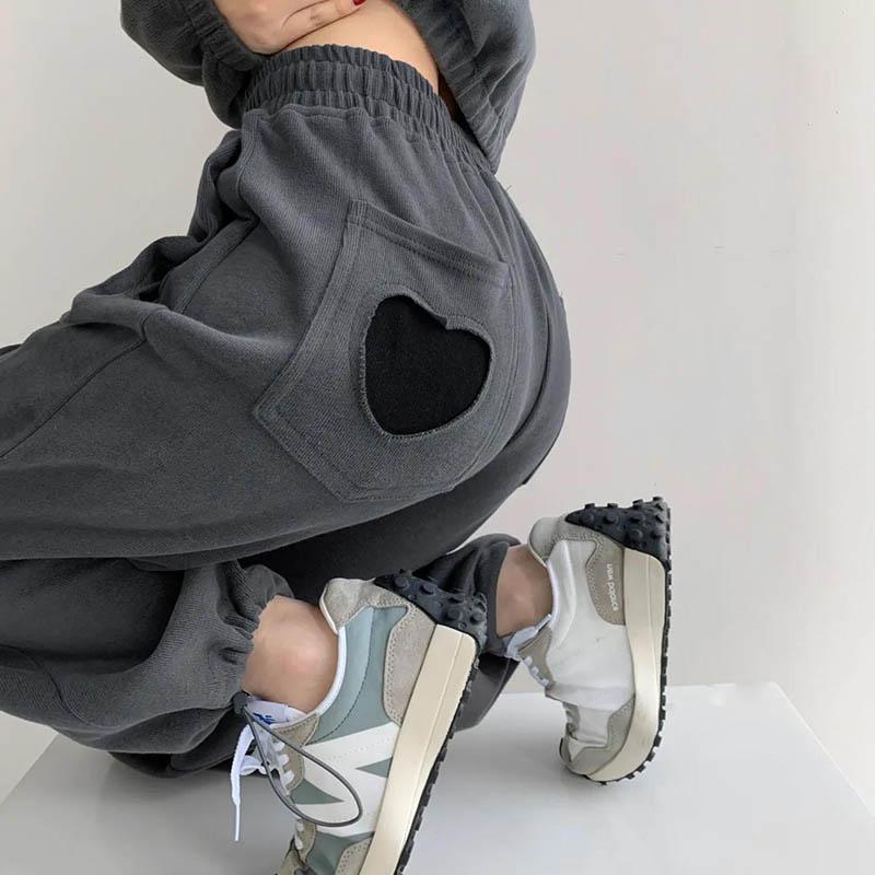 Love Label Drawstring Drawstring Pants Women Thick Loose Casual Sports Pants High Waist Straight Leg Pants Ins Tide