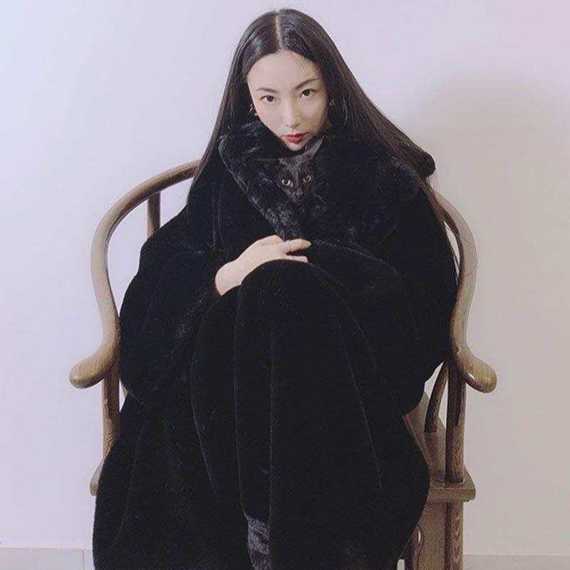 Simulation Mink Velvet Coat Fur Coat Ladies Autumn and Winter Loose Mink Mid-length