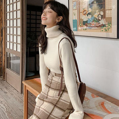 Autumn and Winter Turtleneck Sweater  Women's Pile-neck Sweater, Long-sleeved Pullover, Thickened Base Sweater