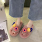Hairy Slippers Women Winter Warm Comfortable and Cute All-match Flower Cotton Slippers Home Slip-resistant Women's Cotton Slippers