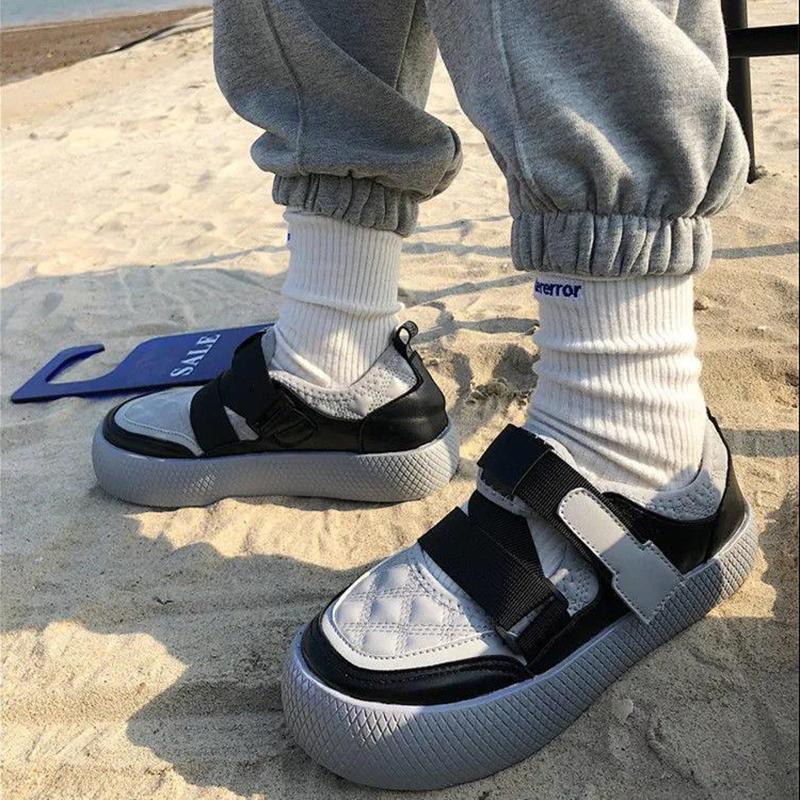 Sakura Purple Sneakers Women Spring and Summer Velcro Thick Bottom Niche Big Head Shoes Women Casual Sports Shoes