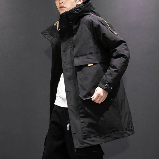 2021 Winter New Men's Hooded Down Jacket Casual Mid-length Trend Thick Warm Jacket
