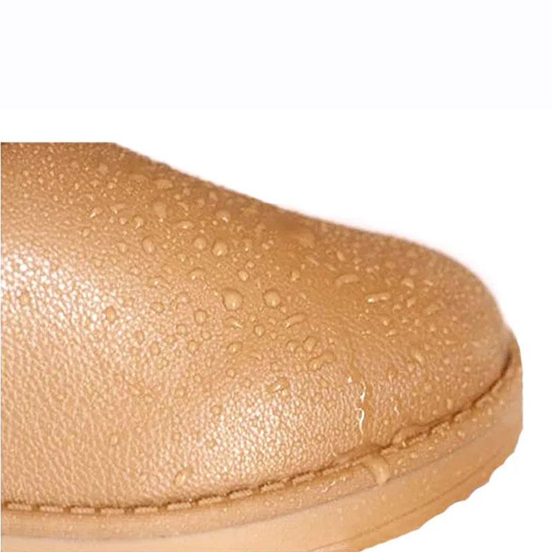 Snow Boots Women's Leather Mid-tube Korean Version Plus Velvet Non-slip Waterproof Women's Boots Cotton Shoes Winter Shoes