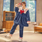 Women's Winter Pajamas Set Cute Bow Large Neckline Thickened Coral Plus Velvet Suit Plush Home Wear Flannel Suit Lovely Cartoon Set