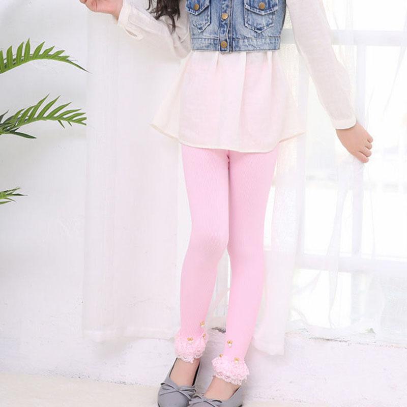 Girls' Leggings Spring and Autumn Thin Sectio Little Girl Trousers Lace Trousers Nine-point Trousers Small Feet Trousers Outer Wear