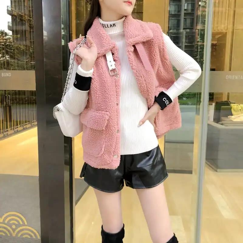 Lamb Wool Vest Women's Autumn and Winter New Style Outer Fur Vest Short Fur Waistcoat Soft and Comfortable