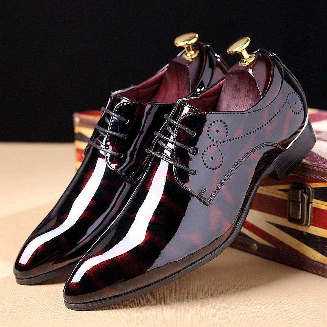Men's Bright Business Suits Colorful Leather Shoes Hair Stylist Trendy Shoes New Best Man Shoes Patent Leather Nightclubs British Pointed Shoes