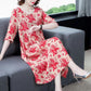 Women's  A-line Skirt Plus Size Loose Long Printed Dress Slim Round Neck Dress