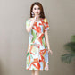 Summer Casual Dress Women's O-neck Short-sleeved Floral Print Mid-length Loose Dress Fabric Light and Breathable Women's Casual Plus Size Dress
