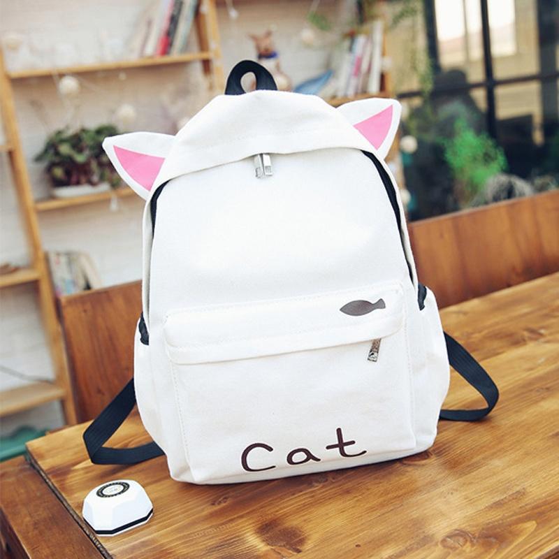 Fashion Women Canvas Cute Rabbit Cartoon Backpack Students Cute Schoolbag