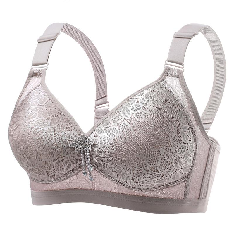 Women Plus Size Gather Anti-sagging Adjustable Bra Thin Mold Cup Four-breasted Rimless Sweat-absorbent Comfortable Jacquard Beautiful Back Bra