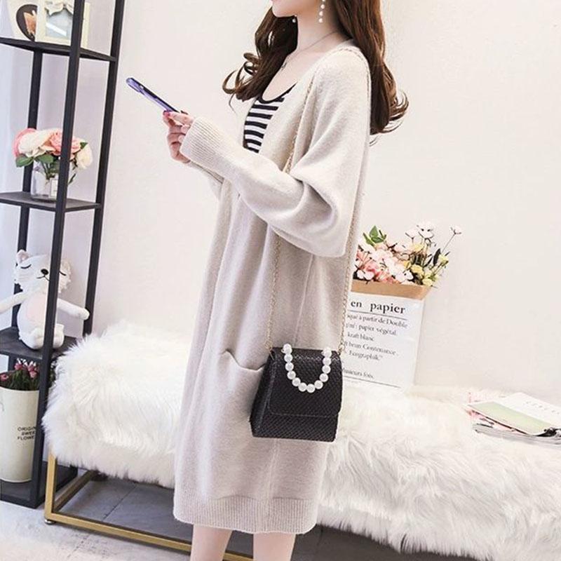 Mid-length Cardigan Sweater Spring and Autumn Loose Outer Tops Spring Casual Knitted Women's Jacket
