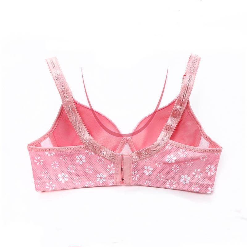 Ladies Cotton Top Support Gathering Adjustable Thickening No Steel Ring Deep V Side Closure Fashion Print Pattern Lightweight Breathable Bra