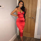 Satin Lace Up Summer Women Midi Vintage Backless Elegant Party Outfits Sexy Club Clothes Dress Robe