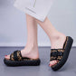 Size35-40 Summer Women Slippers Bohemian Beach Wear-resistant Slippers Wedge Platform Leopard Print Sandals Outdoor High Heels