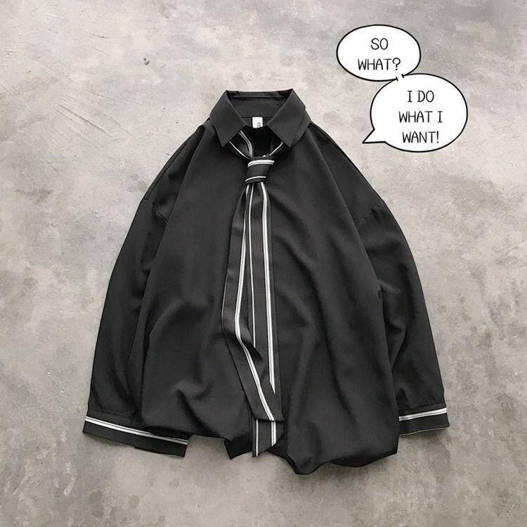 Nine-point Sleeve Shirt for Women Design Sense Loose Solid Color Shirt with Tie