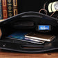 Business briefcase men brown large capacity zipper leather anti-theft waterproof clutch iPad bags