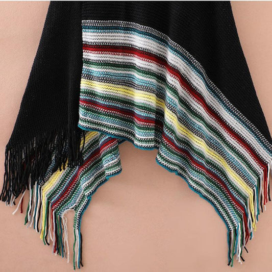 Autumn Women's Sweet Tassel Cloak Shawl Sweater Jacket Women's Hedging Loose Knitted Temperament Knitted Casual Shawl
