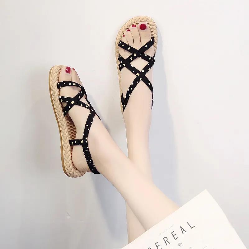 Summer Sandals for Female Students Korean Version of Wild Fairy Style Sandals and Slippers Female Flat Sandals for Outer Wear