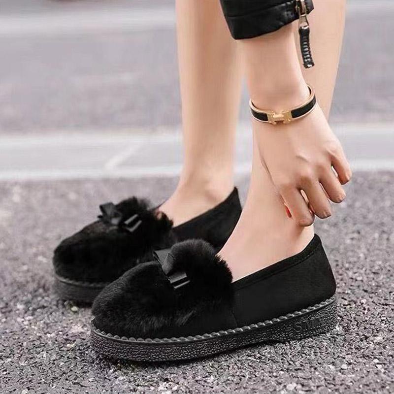 Women's Autumn and Winter Plush Shoes Flat All-match Cotton Shoes Outer Wear Plus Velvet Beanie Shoes
