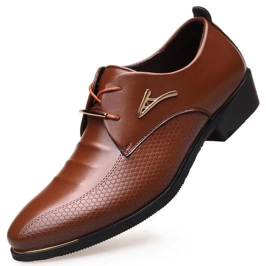 Men's Shoes Leather Embossing Classic Fashion Luxury Non Slip Mans Footwear Anti-slip Black