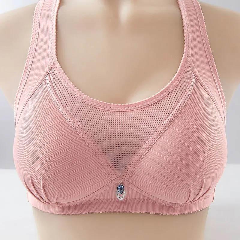 Full Cup Gathered Anti-sagging Vest Bra Without Steel Ring Sexy Chest Lift Thin Simple Breathable Bra