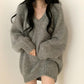 Loose V-neck Loose Sweater Women's Spring and Autumn Clothes Are Thin and Versatile Mid-length Lazy Style Sweater Sweater Top Oversizedsweater