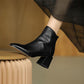 High Heel Boots Thick with Short Boots Chelsea Boots Spring and Autumn Single Boots Black Leather Boots Martin Boots