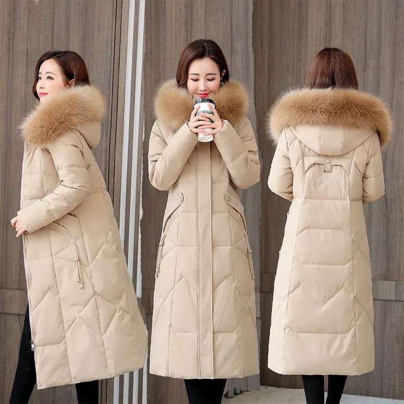 Women's Down Cotton Jacket Winter Long Section Over The Knee Thick Slim Slimming Coat Women