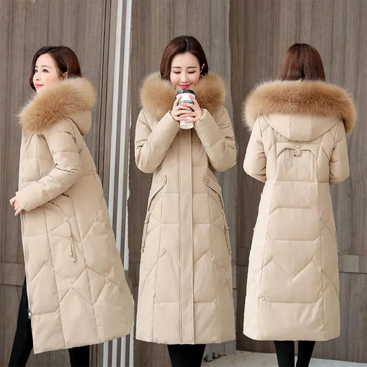 Women's Down Cotton Jacket Winter Long Section Over The Knee Thick Slim Slimming Coat Women