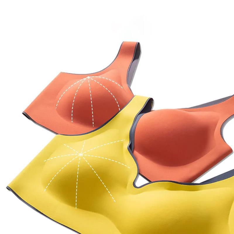 Latex Seamless Underwear Women's No Steel Ring Summer Thin Section Gather and Close The Milk Sports Vest Sleep Bra Latex Underwear Seamless