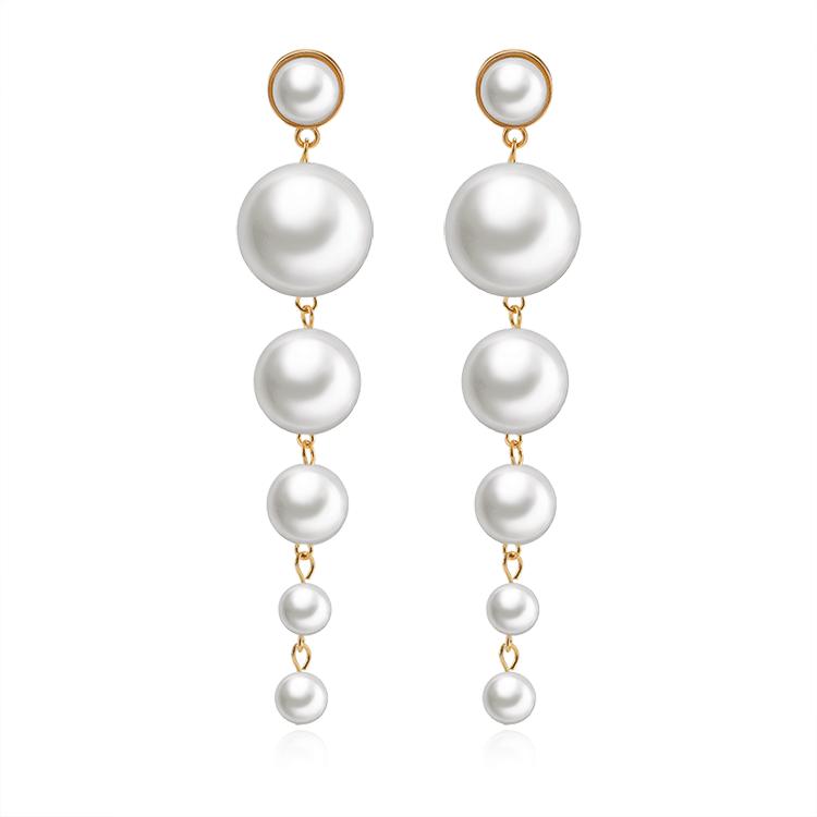 Temperament Ladies Elegant Large Series of Long Strings of Pearl Earrings Long Earrings