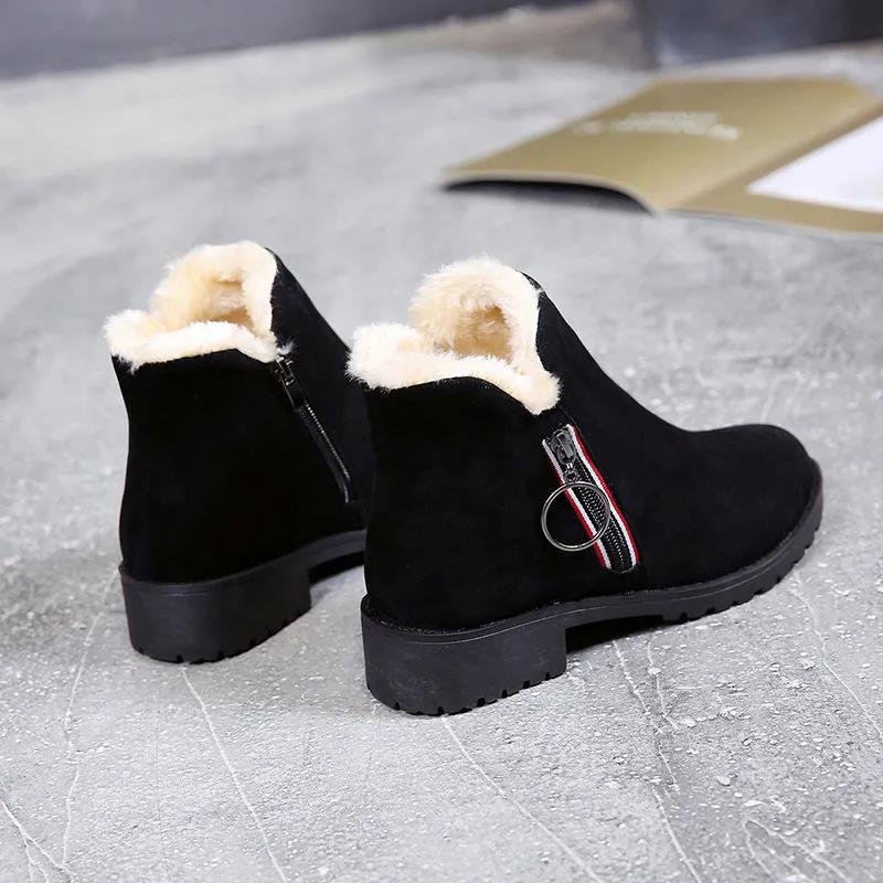 Women's Snow Boots Plus Velvet Padded Short Boots Cotton Shoes Thick Heel Non-slip Cotton Boots