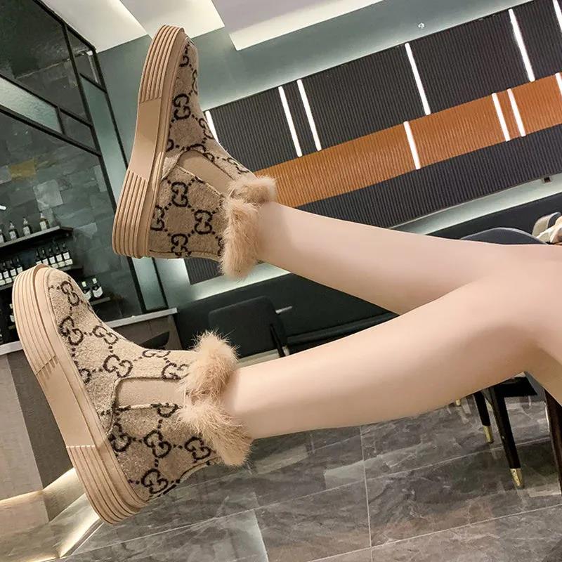 Women's Velvet Warm and Windproof Martin Boots Winter Korean Version of All-match Casual Snow Boots Tide