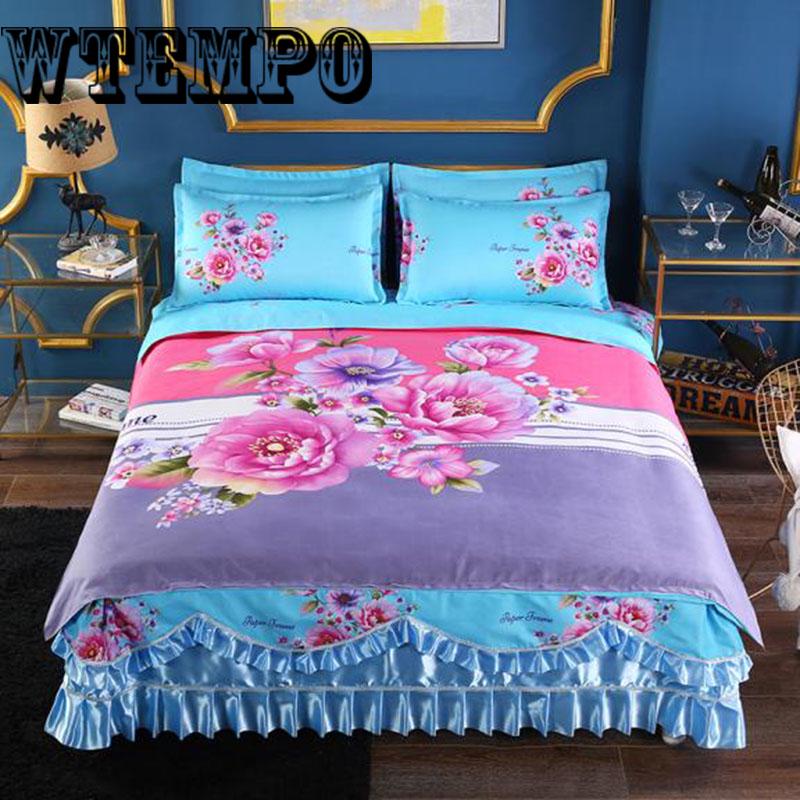 Luxury Bed Skirt Lace Bedspread Bedspreads Bed Sheet Set for Wedding Decorative Room Bedding