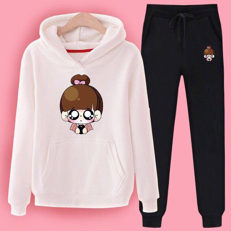 Set Large Size Spring And Autumn Women's 2pcs Set Wild Long-sleeved Casual Sweatshirt