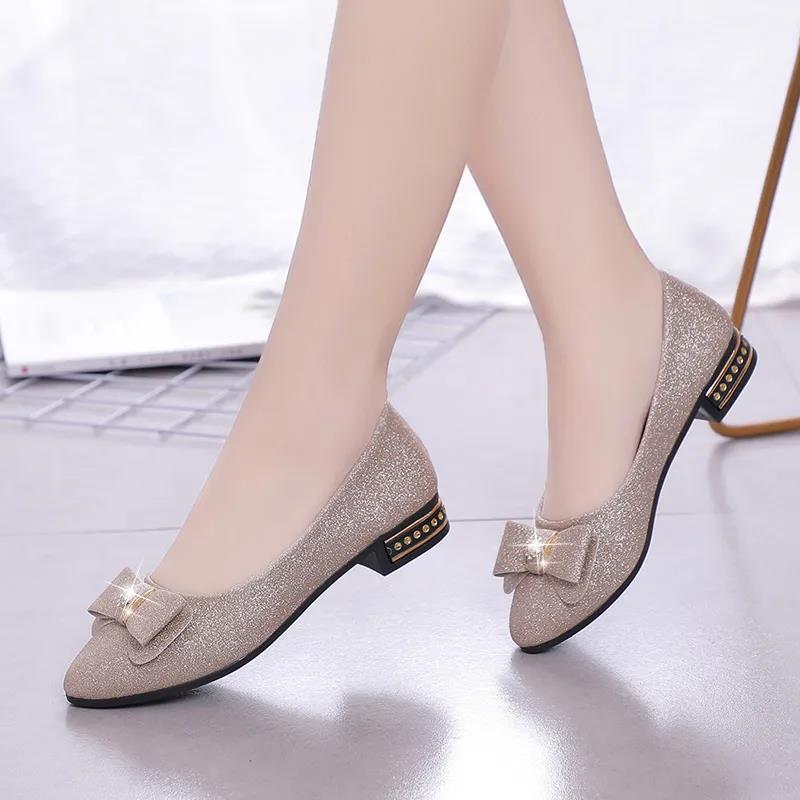 Spring and Summer Pumps Women's Pointed Toe Low-heeled Shoes Korean Style Thick-heeled Work Shoes