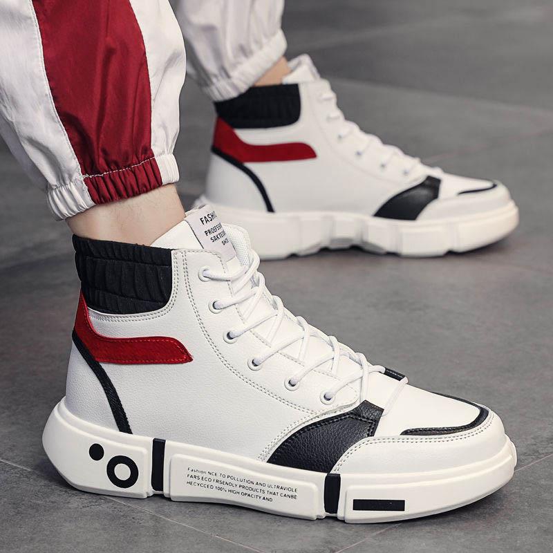 Plus Size 39-44 Summer Men High-top Leather Sneakers Anti-Slippery Breathable Basketball Shoes Non-slip Comfortable Running Shoes