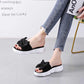 Size 35-40 Summer Women All-match Bow Slippers Outdoor Pearl High Heels Sandals Bohemian Beach Wear-resistant Non-slip Slippers Wedge Platform Sandals
