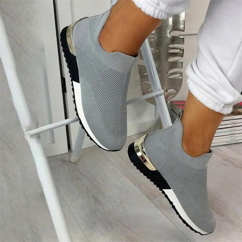 Fashion Summer Flying Knit Socks Shoes Stretch Cloth Plus Size Women's Breathable Shoes