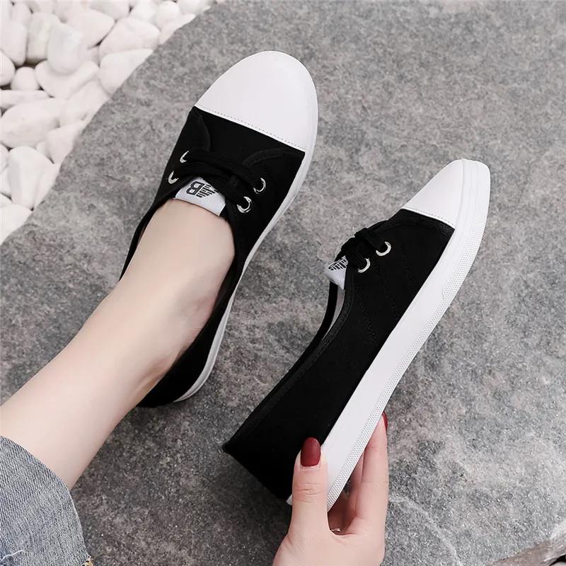 Little White Shoes Women Spring and Summer Casual Shallow Mouth White Shoes Summer Breathable Canvas Shoes Women