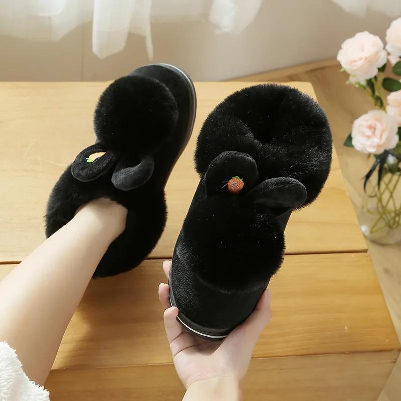 Winter Cotton Slippers Women's Bags and Indoor Home Couples Non-slip Thick Bottom Hair Slippers Men