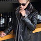Fur One Leather Jacket Men's Lapel Short Sheep Leather Jacket Plus Velvet Thick Slim Winter Coat