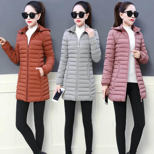 WTEMPO Cotton-padded Jacket Women's Mid-length Slim Padded Jacket Middle-aged Mother Down Padded Jacket