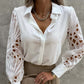 Spring/Summer Long Sleeve Thin Large Size Loose Ladies Solid Color Casual Lace Patchwork Shirt