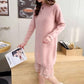 Autumn and Winter Long Lace Sweater Dress Casual Loose Knit Bottoming Shirt Pure Color Simple Female Sweater Dress