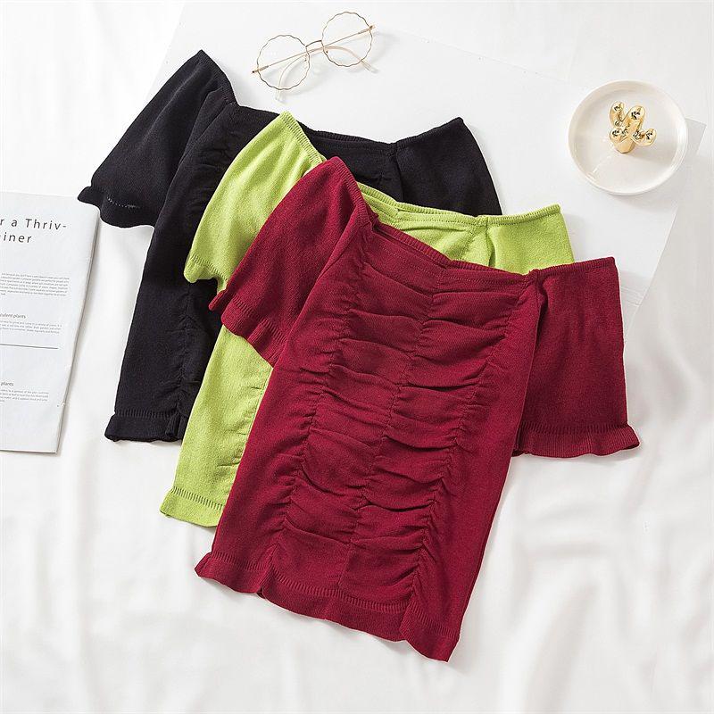 Ice Silk Short-sleeved T-shirt Female Student Summer Dress Large Size Loose Knitting Thin French Top Casual Fashion