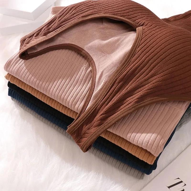 Velvet Women Vest Sexy Winter Clothing Thermal Underwear Warm Body Tops with Pad Sleeveless Slim V Neck Solid Inner Wear